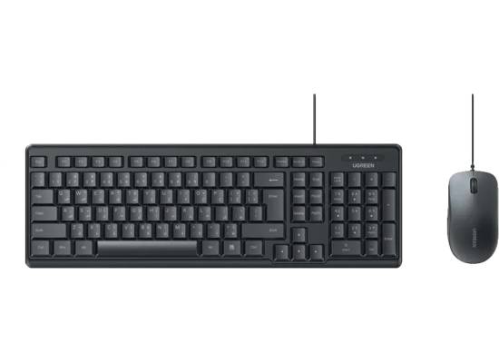 كيبورد UGREEN Wired Silent & Mouse Combo, US/AR Layout - Black / (65777) MK331