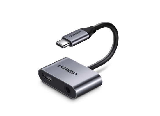 UGREEN 2-in-1 USB-C to 3.5mm Audio + USB-C Adapter with DAC Chip & PD Charge - Grey (CM231)