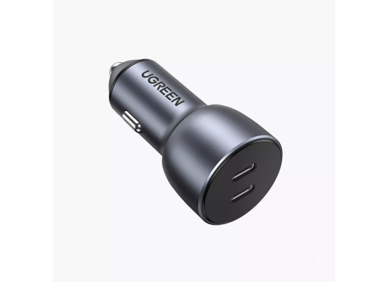 شاحن سيارة UGREEN 40W Fast Dual USB-C PD 20W+20W PPS for iPhone & Android - Grey (CD213)
