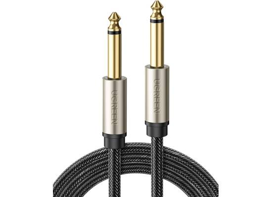 UGREEN 6.35mm Audio Guitar Cable 1/4" to 1/4" Professional Speaker Cable Nylon Braid guitar lead, Instrument CLEAR Mono 6.35mm Cord for Electric Guitar Effects Pedal Bass Drums Amplifier, etc (3M)