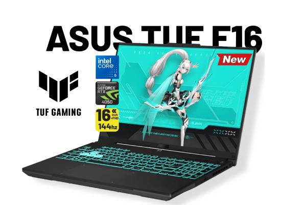 لابتوب ألعاب ASUS TUF Gaming F16 , Intel Core 7 240H, NVIDIA GeForce RTX 4050 6GB, 16GB DDR5, 512GB PCIe 4.0 SSD, 16" FHD+ 144Hz, Wi‑Fi 6, Thunderbolt 4, 56Wh Battery - Mecha Gray