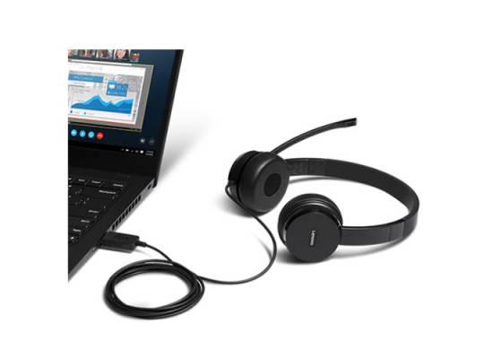 سماعة رأس Lenovo 100 Stereo VIOP USB is perfect blend of on-ear business-ready stereo