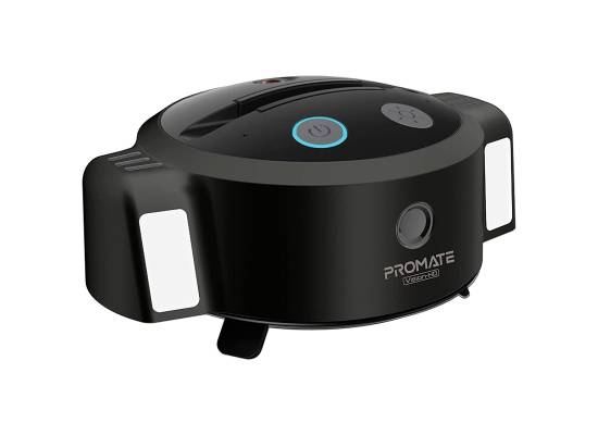 Promate Vision-HD 3-in-1 Ai Auto Tracking Smart Web Camera w/ 5000mAh Battery Phone Holder Mic LED Light & 360 Rotation
