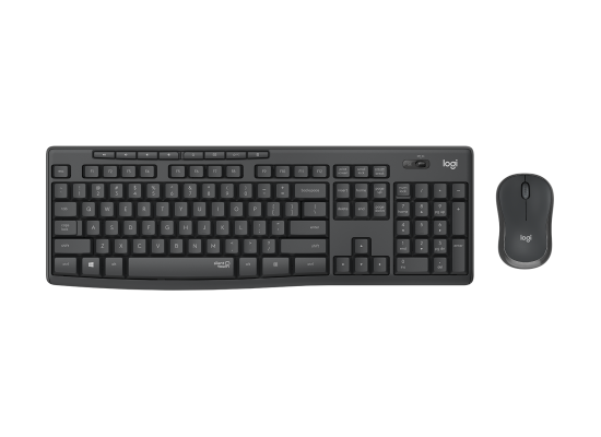 كيبورد Logitech MK295 Arabic Version Wireless Mouse & Combo with SilentTouch Technology, Full Numpad, Advanced Optical Tracking, Lag-Free Wireless, 90% Less Noise - Graphite